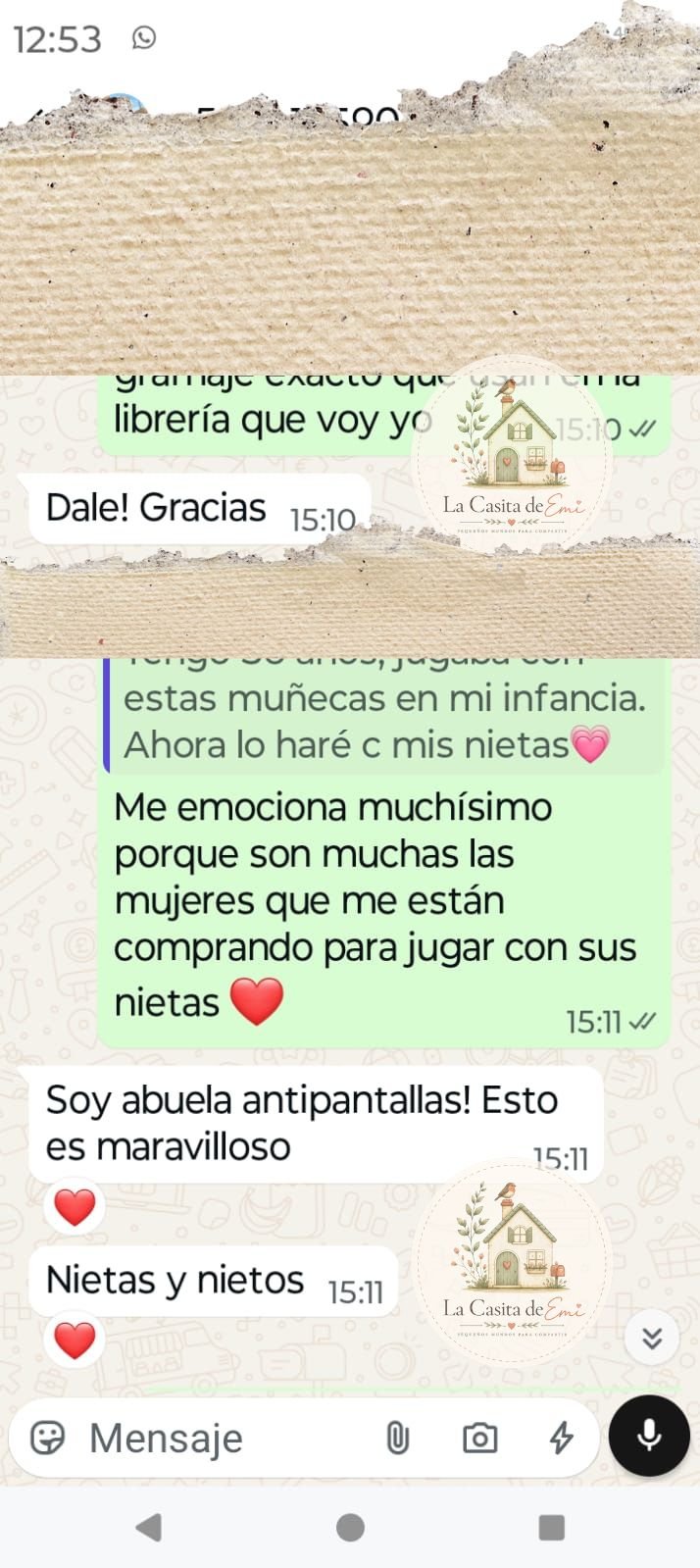 Testimonio recibido sobre una tarde de juego con los materiales de La Casita de Emi